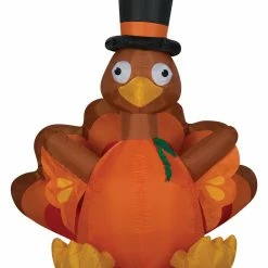 Gemmy Airblown Thanksgiving Pumpkin Turkey Medium Inflatable Yard Decor Decorations & Props