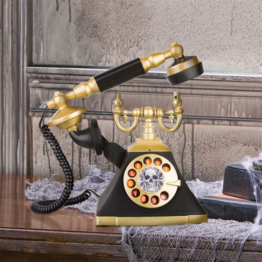 Gemmy 8" Tabletop Telephone Lifting Spooky Handle 3 Gemmy 8" Tabletop Telephone Lifting Spooky Handle