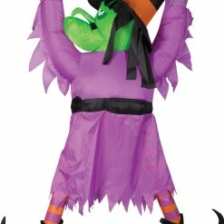 Gemmy Wizard & Witches Witch Hanging From Roof 5ft Airblown Outdoor Halloween Decor
