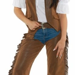 Underwraps Women's Cowgirl Wild West Vest & Chaps Costume Costumes