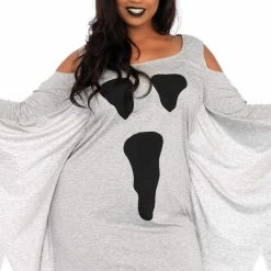 Leg Avenue Women's Plus Size Jersey Grey Ghost Dress 11 Leg Avenue Women's Plus Size Jersey Grey Ghost Dress