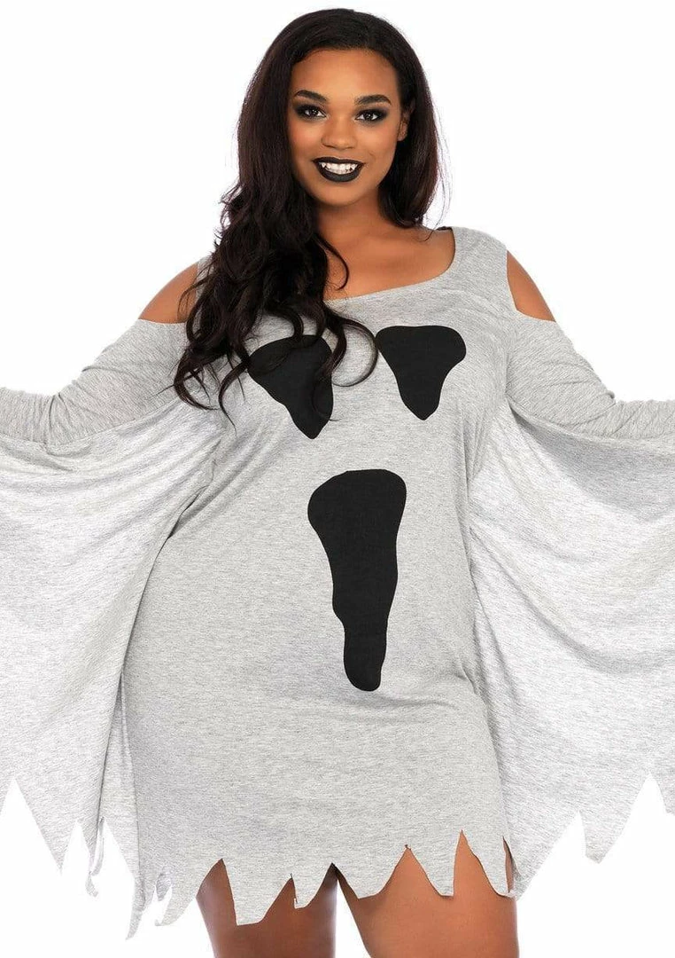 Leg Avenue Women's Plus Size Jersey Grey Ghost Dress 7 Leg Avenue Women's Plus Size Jersey Grey Ghost Dress