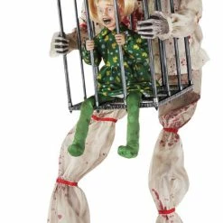 Seasonal Visions Animated Cagey The Clown With Girl 7ft Animatronic Decorations & Props