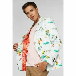 OppoSuits Deluxe Tropical Hawaiian Aloha Blue Men’s Patterned Blazer Suits & Blazers