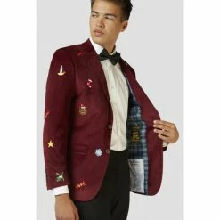 OppoSuits Deluxe Suits & Blazers Christmas - X-Mas Icons - Deep Burgundy