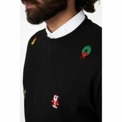 OppoSuits Deluxe X-Mas Icons - Black Mens Christmas Sweater
