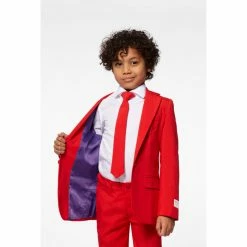 OppoSuits Suits & Blazers Red Devil Boy's Red Suit