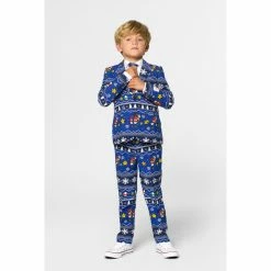 OppoSuits Super Mario Merry Mario Officially Licensed Super Mario Boy's Christmas Suit Video Game Costumes