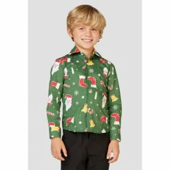 OppoSuits Suits & Blazers Santaboss Boy's Long Sleeved Christmas Shirt