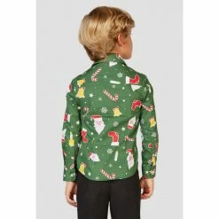 OppoSuits Suits & Blazers Santaboss Boy's Long Sleeved Christmas Shirt