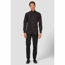 OppoSuits Suits & Blazers Black Knight Long Sleeved Black Men's Shirt