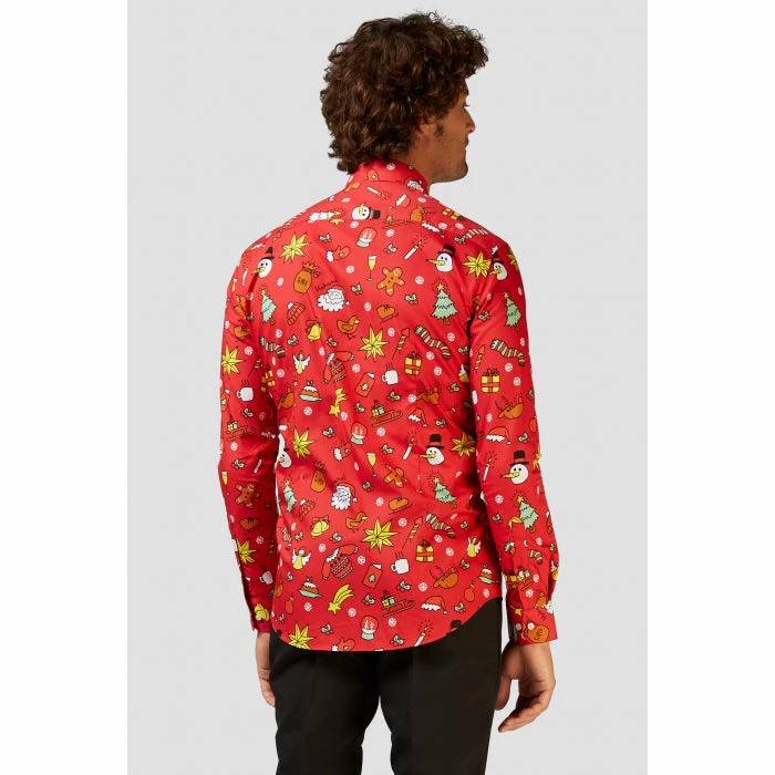 OppoSuits Christmas Doodle Red Men's Christmas Shirt Suits & Blazers