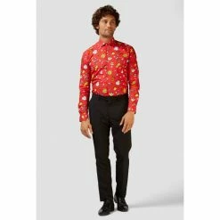 OppoSuits Christmas Doodle Red Men's Christmas Shirt Suits & Blazers