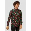 OppoSuits Christmas Icons Black Long Sleeved Mens Christmas Shirt Suits & Blazers