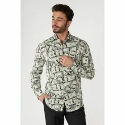 OppoSuits Cashanova Long Sleeved Men's Money Print Shirt