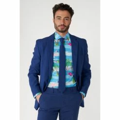 OppoSuits Flaminguy Long Sleeved Animal Print Flamingo Men's Shirt Suits & Blazers