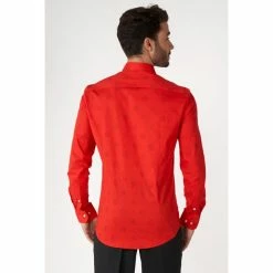 OppoSuits Christmas Icons Red Long Sleeved Men's Christmas Shirt Suits & Blazers