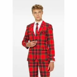 OppoSuits The Lumberjack, Teen Boys Red Plaid Suit Suits & Blazers