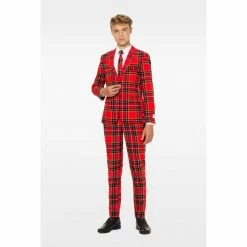 OppoSuits The Lumberjack, Teen Boys Red Plaid Suit Suits & Blazers