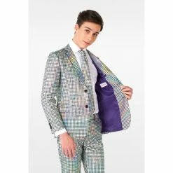 OppoSuits Suits & Blazers Discoballer Silver Disco Ball Teen Boys Suit