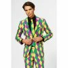 OppoSuits Suits & Blazers Harleking Patterned Harlequin Mardi Gras Men's Suit
