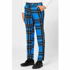 OppoSuits Braveheart, Scottish Blue Plaid Patterned Men's Suit Suits & Blazers