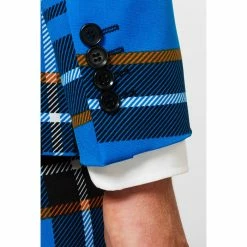 OppoSuits Braveheart, Scottish Blue Plaid Patterned Men's Suit Suits & Blazers