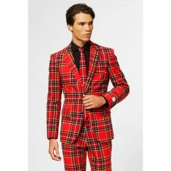 OppoSuits The Lumberjack, Red Plaid Mens Suit