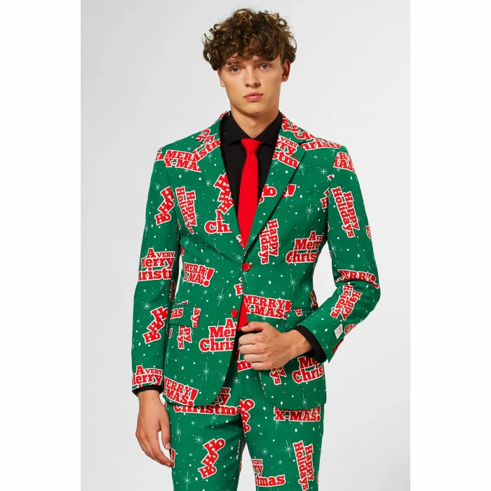 OppoSuits Suits & Blazers Happy Holidude Christmas Patterned Men's Suit 3 OppoSuits Suits & Blazers Happy Holidude Christmas Patterned Men's Suit