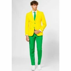 OppoSuits Suits & Blazers Green And Yellow Australian Men's Suit