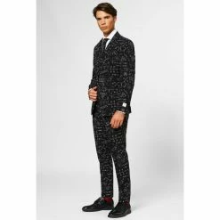 OppoSuits Science Faction, Men's Black Science Patterned Suit