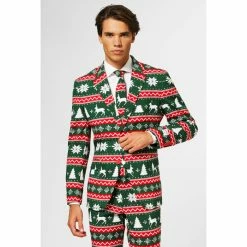 OppoSuits Festive Green Men's Patterned Suit