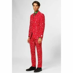 OppoSuits Iconicool Christmas Patterned Men's Red Suit