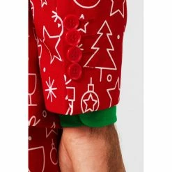 OppoSuits Iconicool Christmas Patterned Men's Red Suit