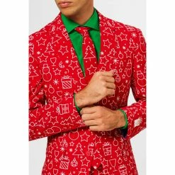 OppoSuits Iconicool Christmas Patterned Men's Red Suit