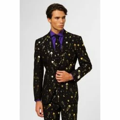 OppoSuits Suits & Blazers Fancy Fireworks, Men's Black New Years Suit