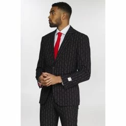 OppoSuits Merry Pinstripe, Men's Black Christmas Suit