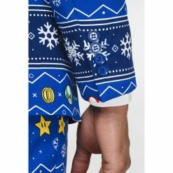 OppoSuits Super Mario Merry Mario Nintendo Christmas Patterned Men's Suit Video Game Costumes