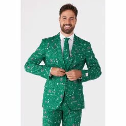 OppoSuits Cool Circuit, Green Circuit Board Patterned Men's Suit