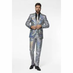OppoSuits Discoballer Men's Silver Patterned Suit
