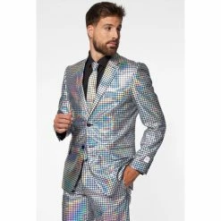 OppoSuits Discoballer Men's Silver Patterned Suit