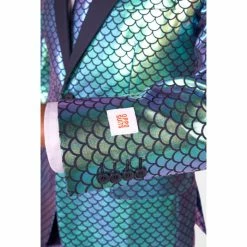 OppoSuits Shiny Blue Fish Scale Mens Suit