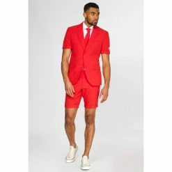 OppoSuits Red Devil, Bright Red Summer Men's Short Suit Suits & Blazers
