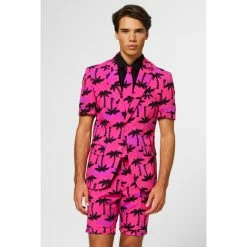 OppoSuits Tropicool Tropical Pink Short Summer Suit