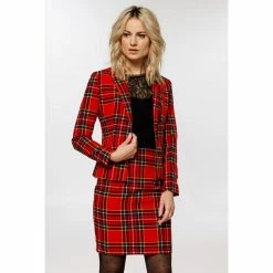 OppoSuits Lumberjackie, Women's Red Plaid Patterned Suit Suits & Blazers