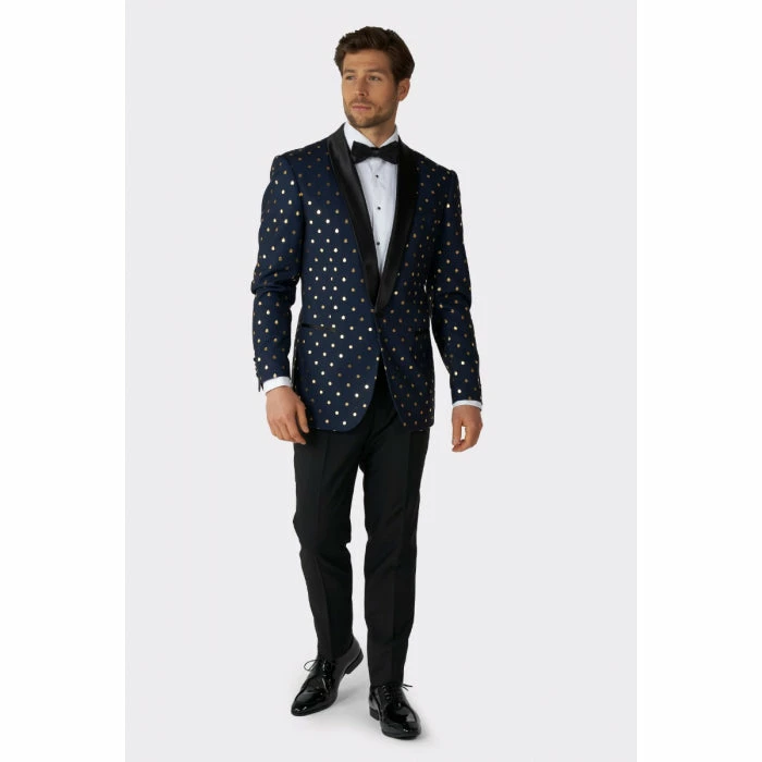 OppoSuits Navy Blue With Gold Dots Mens Christmas Tuxedo Suits & Blazers 4 OppoSuits Navy Blue With Gold Dots Mens Christmas Tuxedo Suits & Blazers