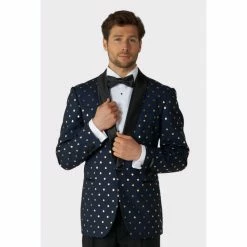 OppoSuits Navy Blue With Gold Dots Mens Christmas Tuxedo Suits & Blazers