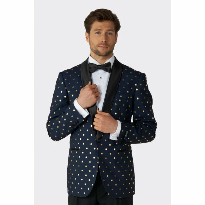 OppoSuits Navy Blue With Gold Dots Mens Christmas Tuxedo Suits & Blazers 3 OppoSuits Navy Blue With Gold Dots Mens Christmas Tuxedo Suits & Blazers
