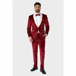 OppoSuits Suits & Blazers Velvet Vibes, Red Velvet Mens Tuxedo