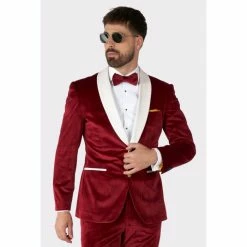OppoSuits Suits & Blazers Velvet Vibes, Red Velvet Mens Tuxedo